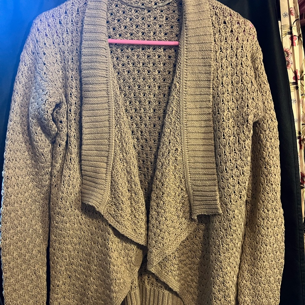 LOFT Taupe Open-Front Cardigan